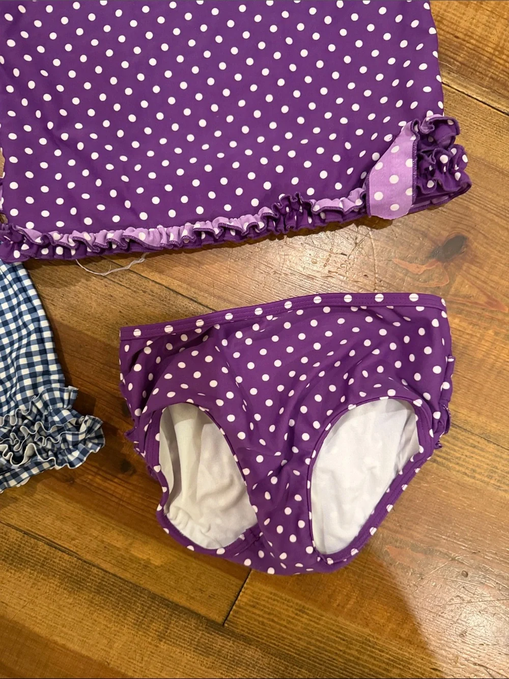Ruffle Butts Navy and White Gingham Rash Guard